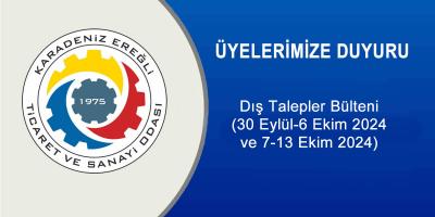 Dış Talepler Bülteni (30 Eylül-6 Ekim 2024 ve 7-13 Ekim 2024)