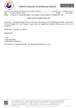 K BELGESİ YETKİLİ ODALAR